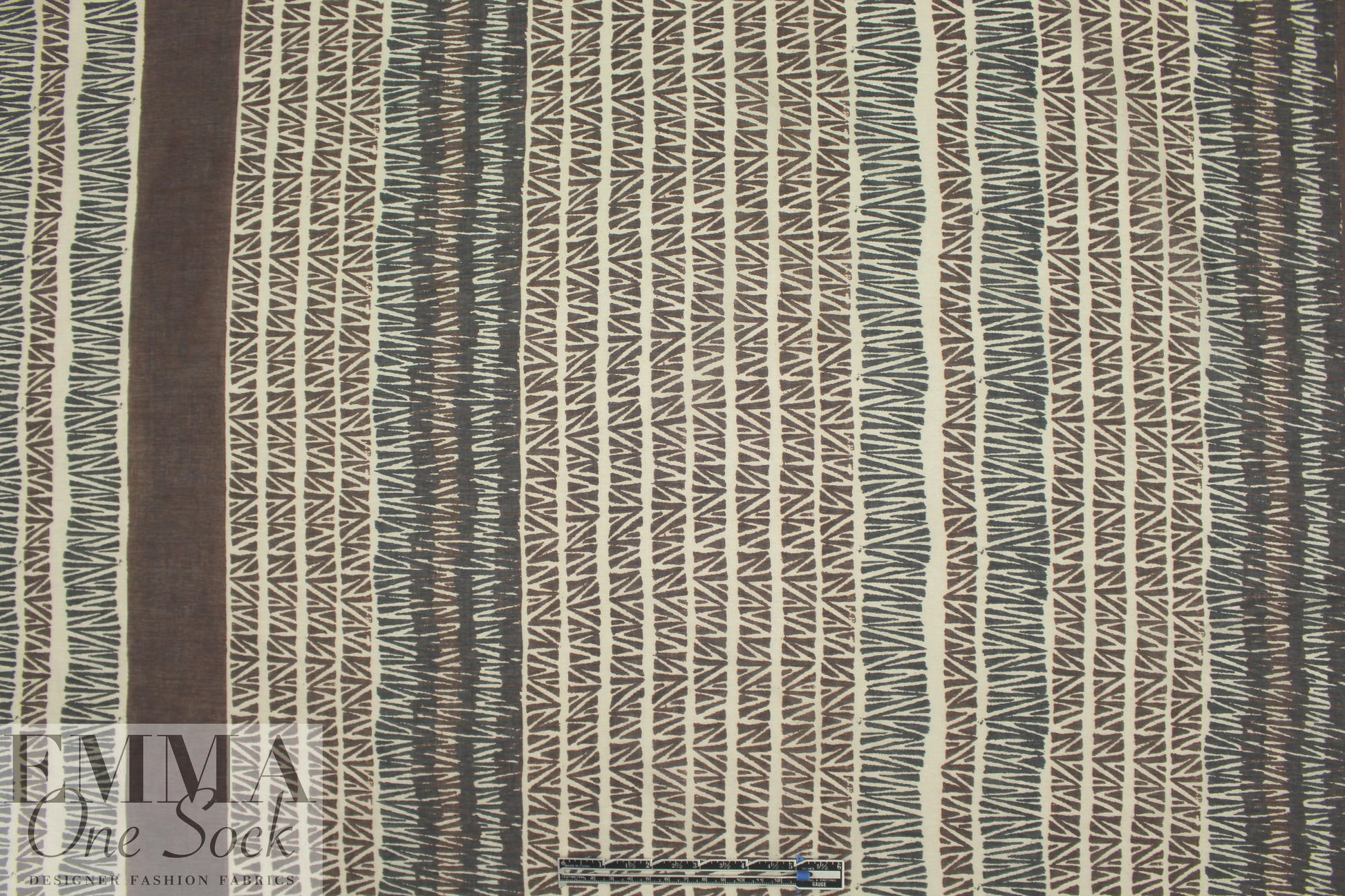 Italian earthy woodcut graphic cotton voile
