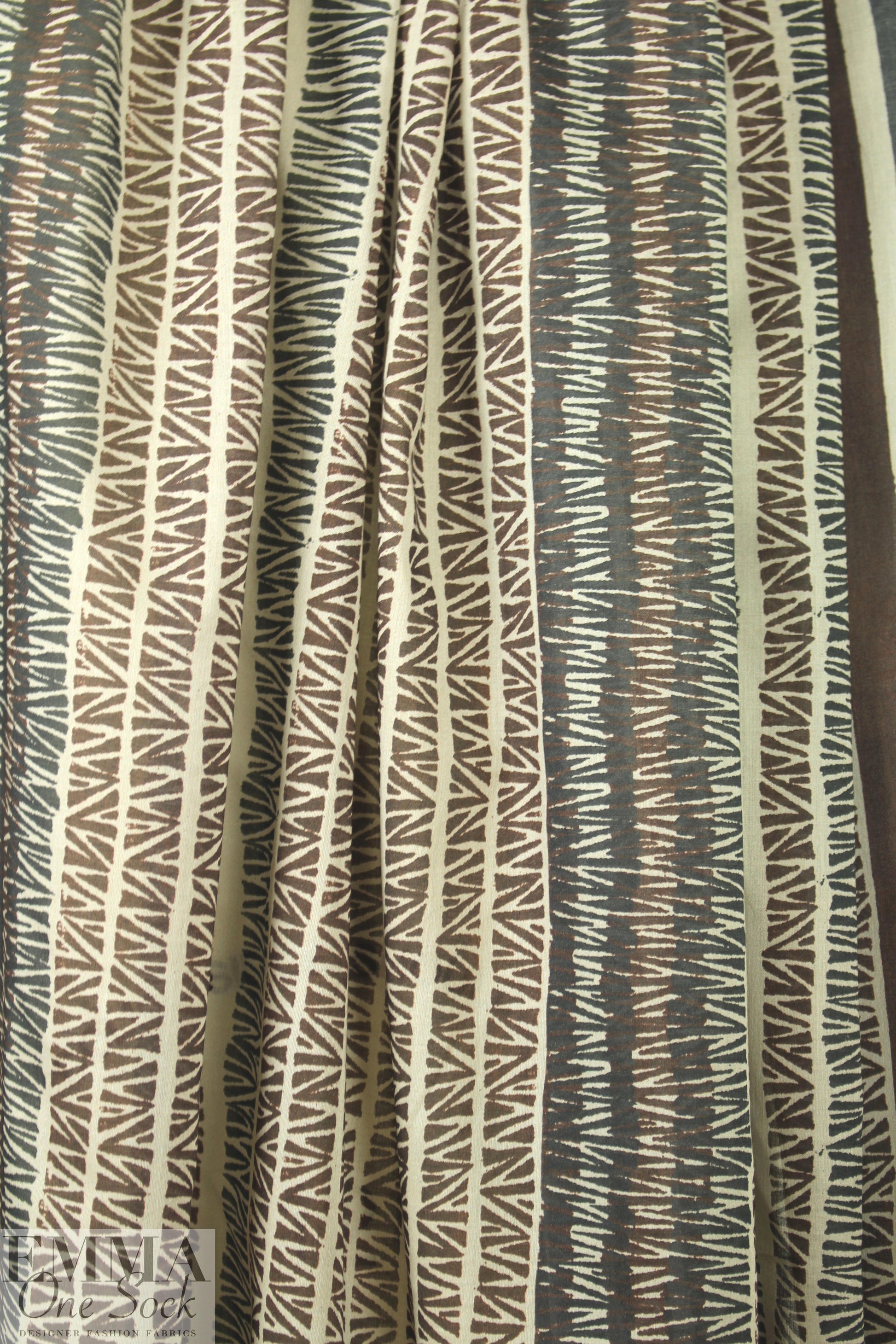 Italian earthy woodcut graphic cotton voile