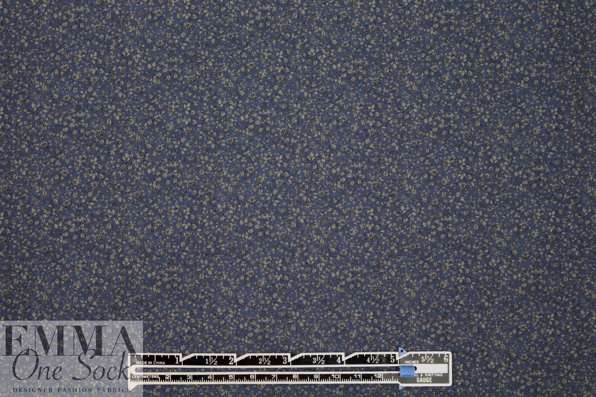 Italian 'mini floral' navy/taupe cotton shirting