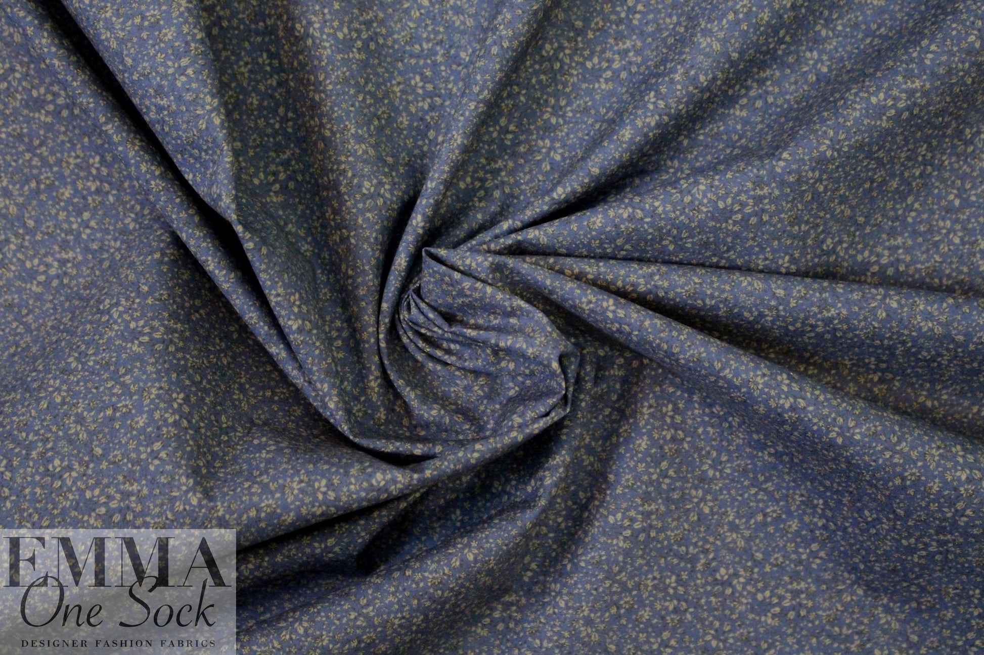 Italian 'mini floral' navy/taupe cotton shirting 1.625 yds