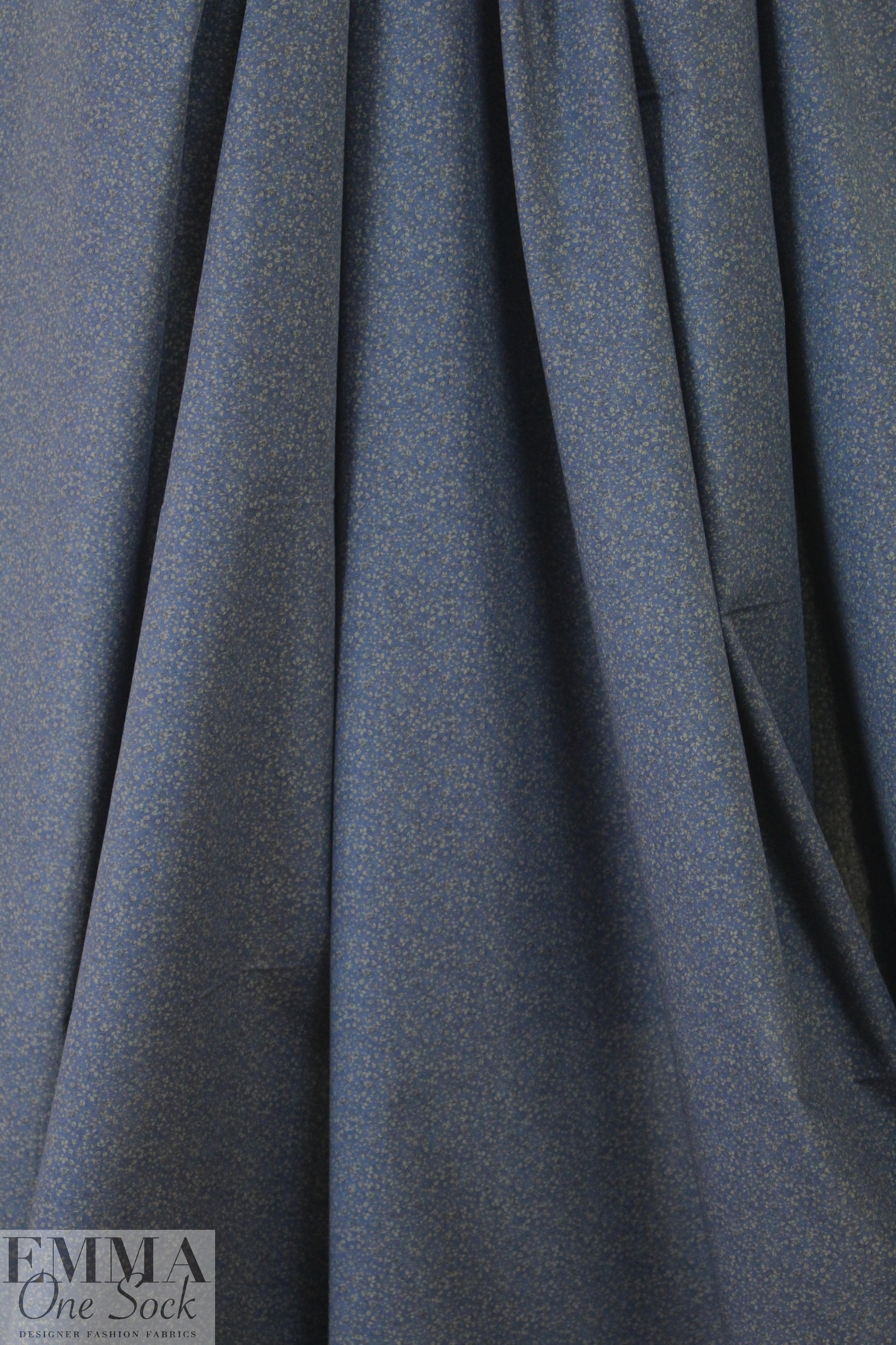 Italian 'mini floral' navy/taupe cotton shirting 1.625 yds