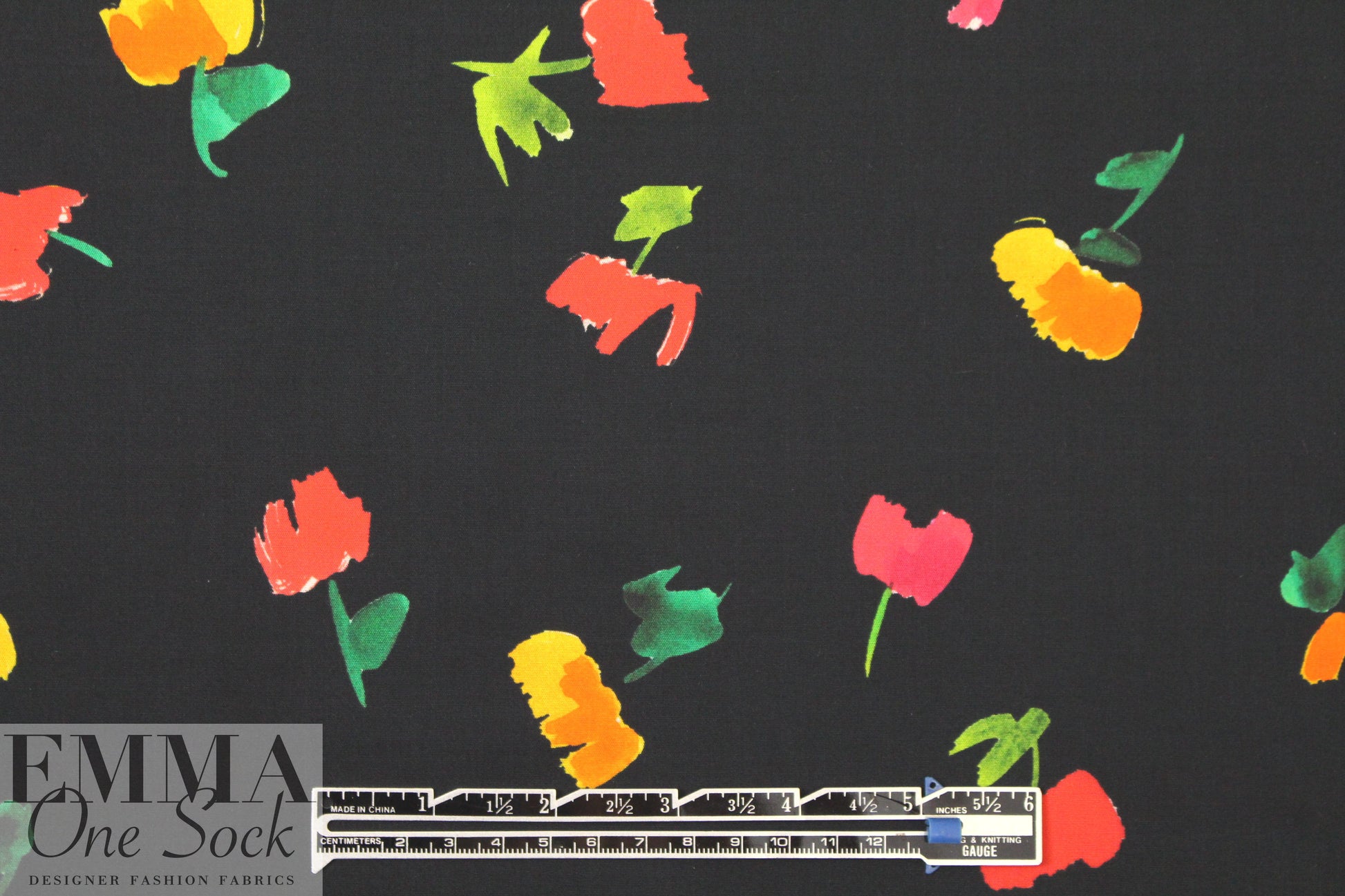Car0line C0nstas stretch cotton woven - paper flowers 1.66 yd