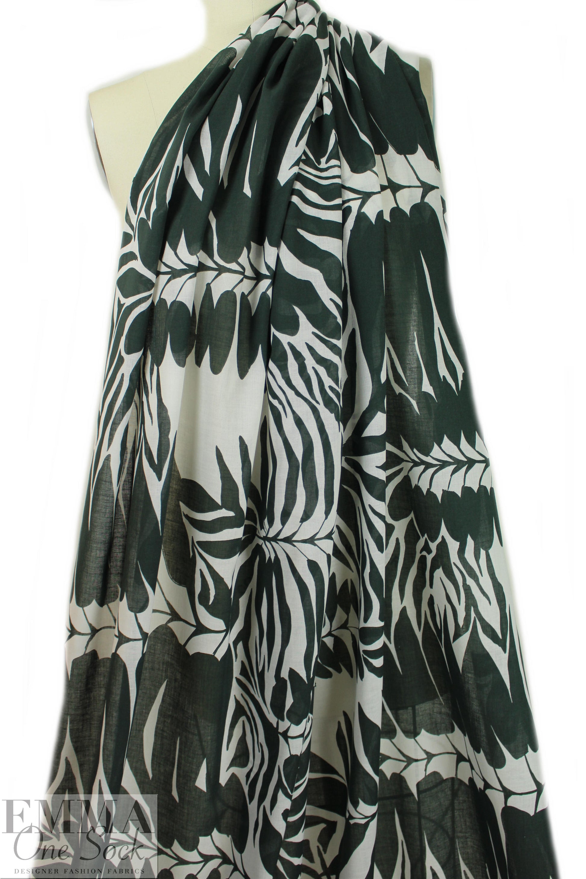 Italian edgy leaf silhouette cotton voile 1.75 yd