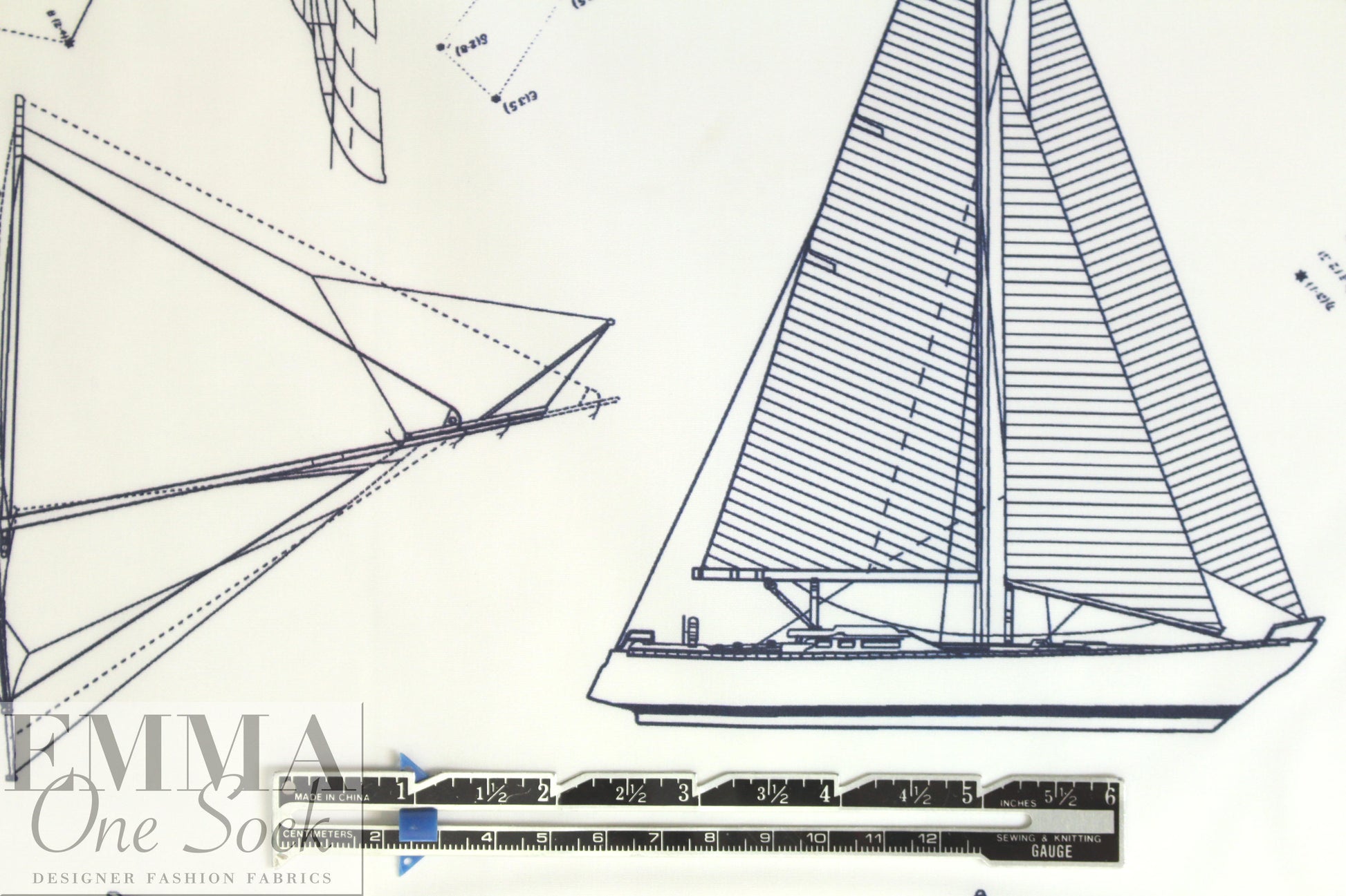 Italian nautical cotton shirting - midnight/white