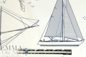 Italian nautical cotton shirting - midnight/white