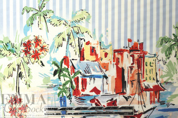 Italian 'beachside stripe' cotton stretch woven