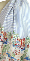Italian 'beachside stripe' cotton stretch woven