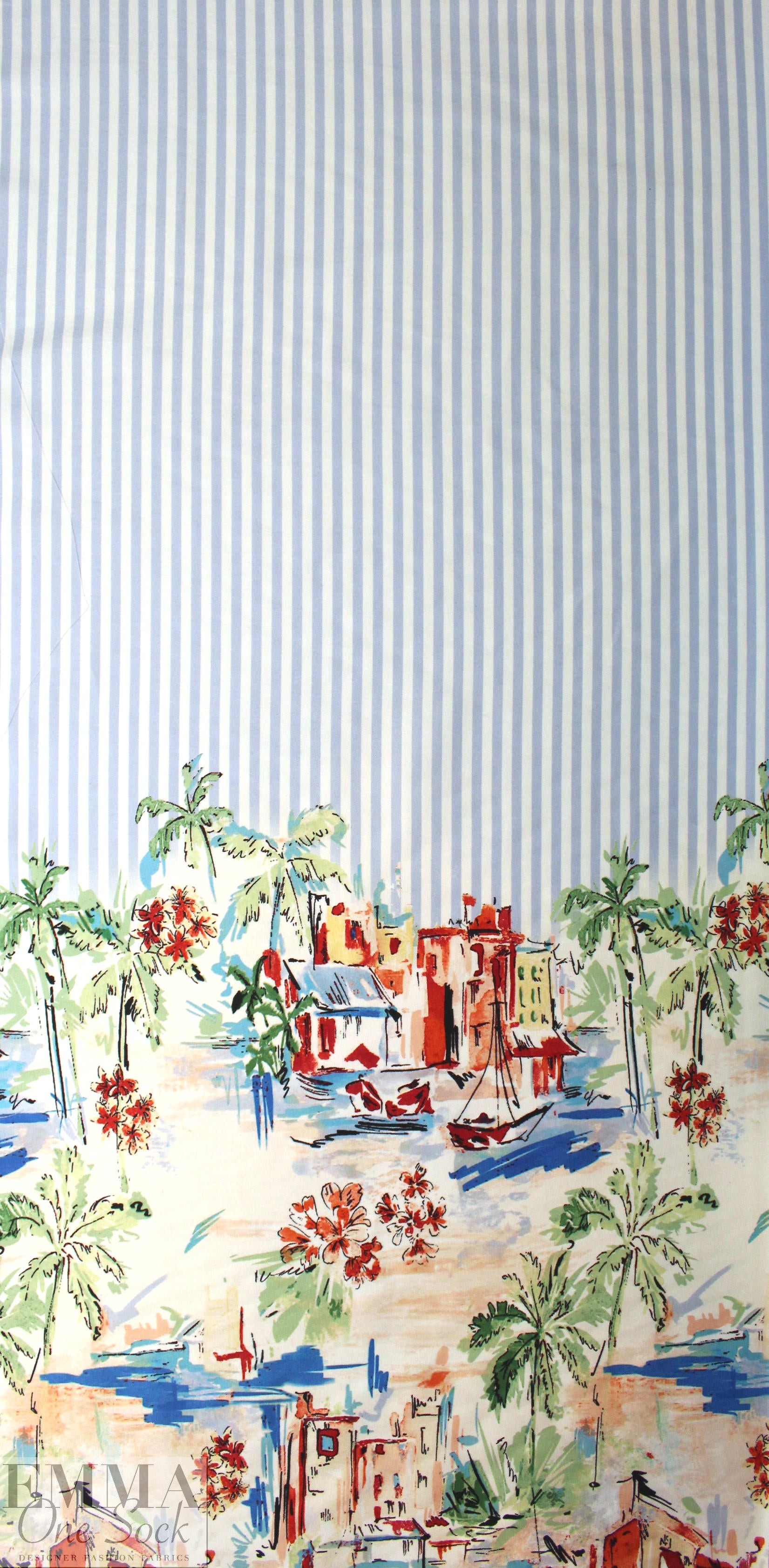 Italian 'beachside stripe' cotton stretch woven .625 yds