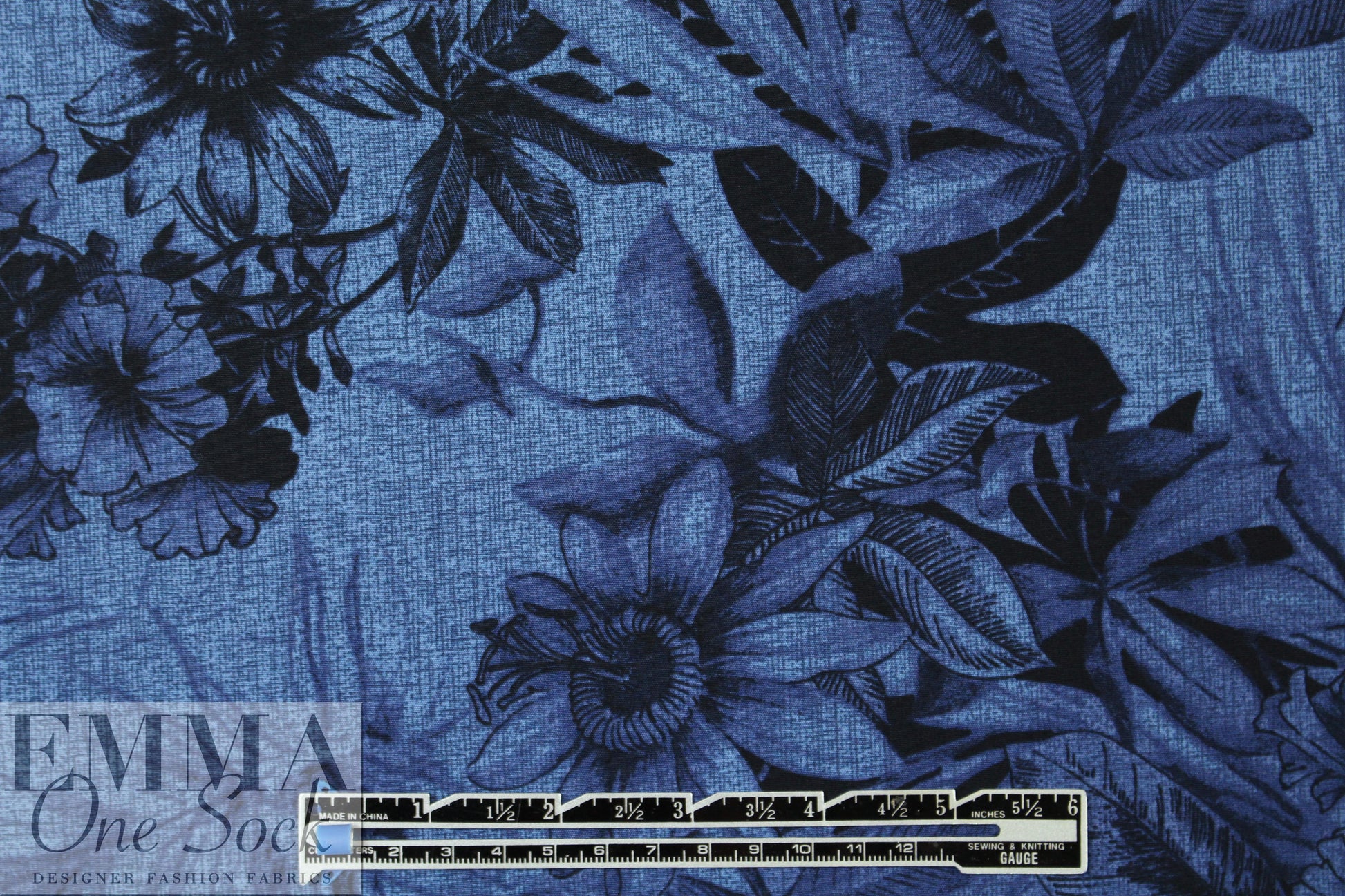 Italian 'denim garden' cotton shirting 1 yard