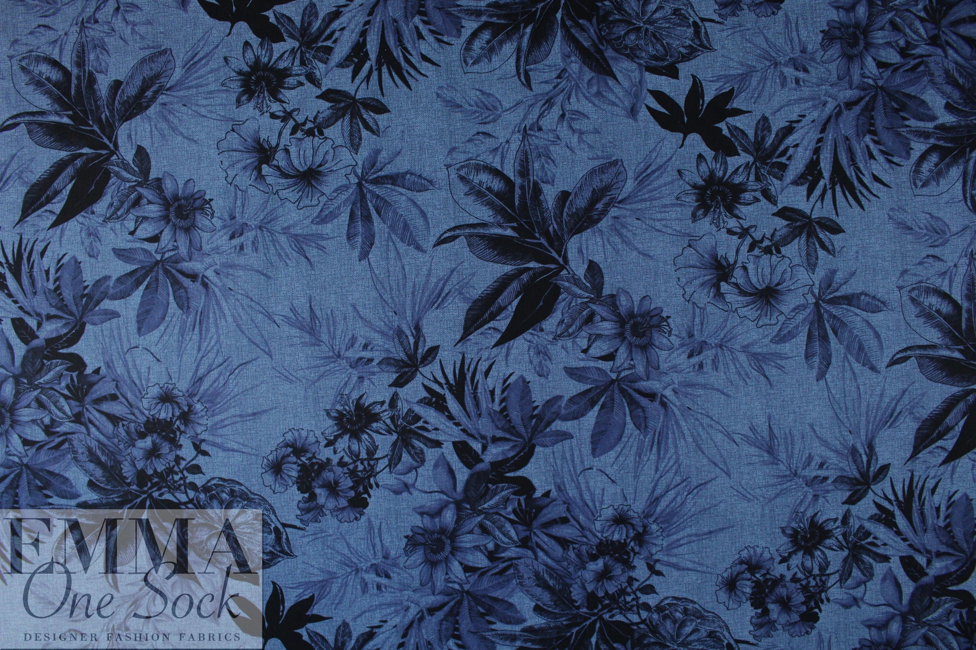 Italian 'denim garden' cotton shirting 1 yard