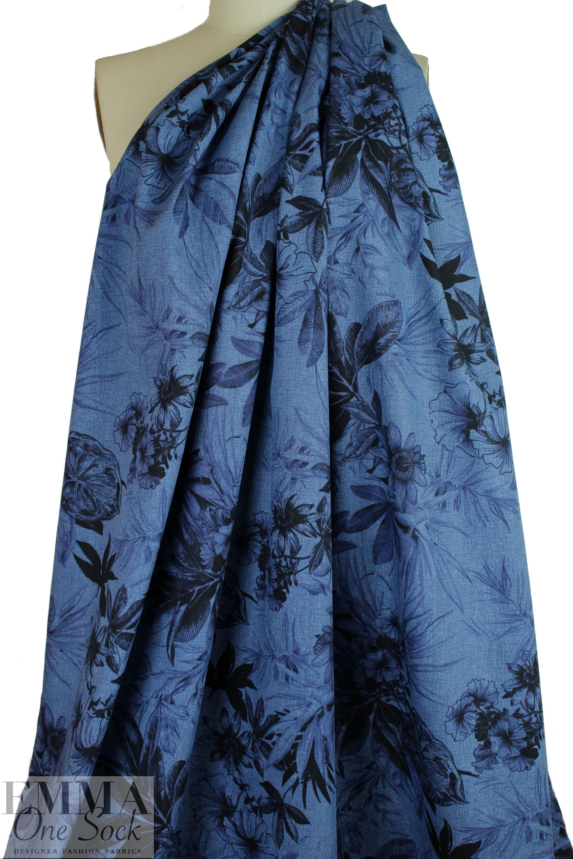 Italian 'denim garden' cotton shirting 1 yard