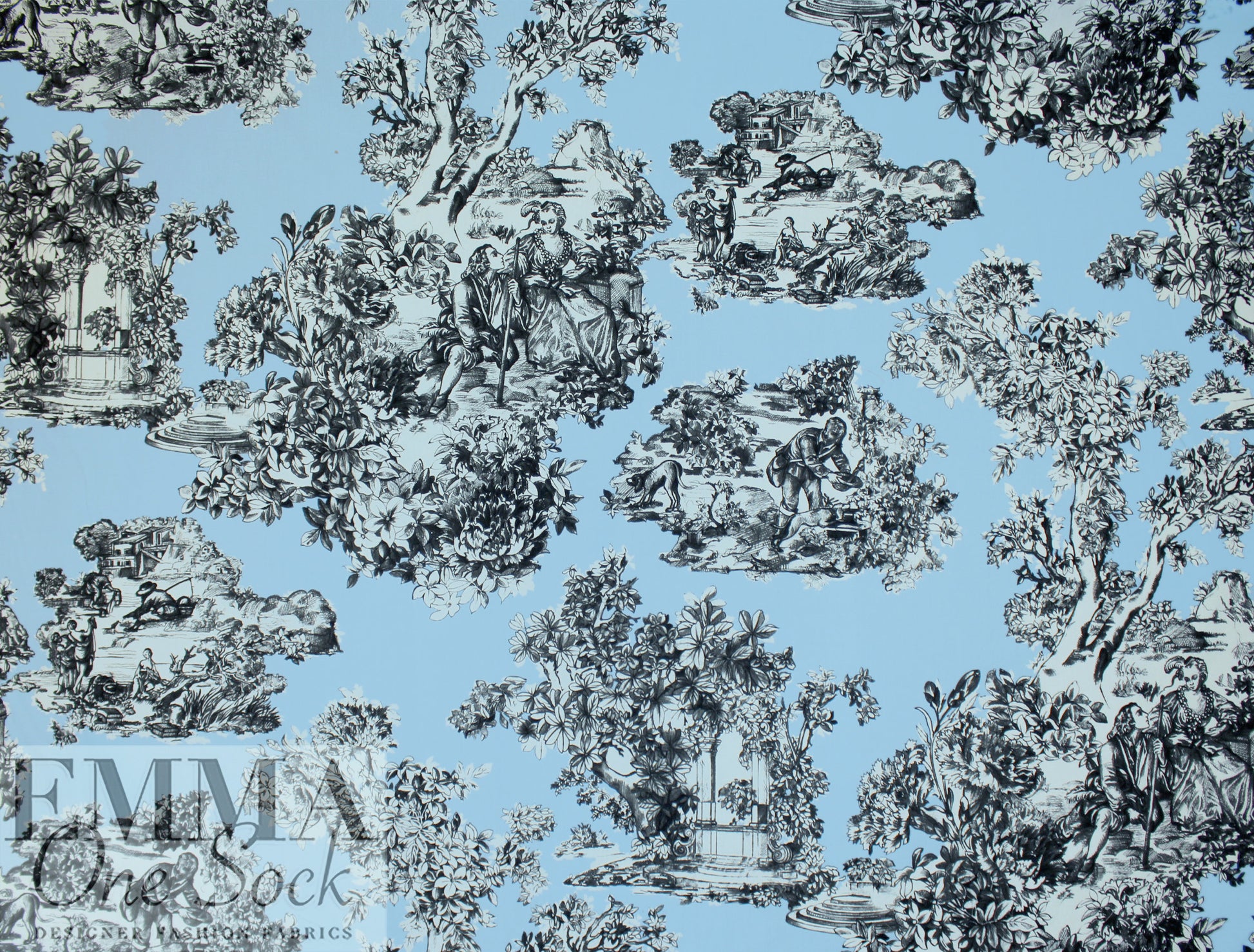 Italian blue toile designer cotton shirting 1.25 yds