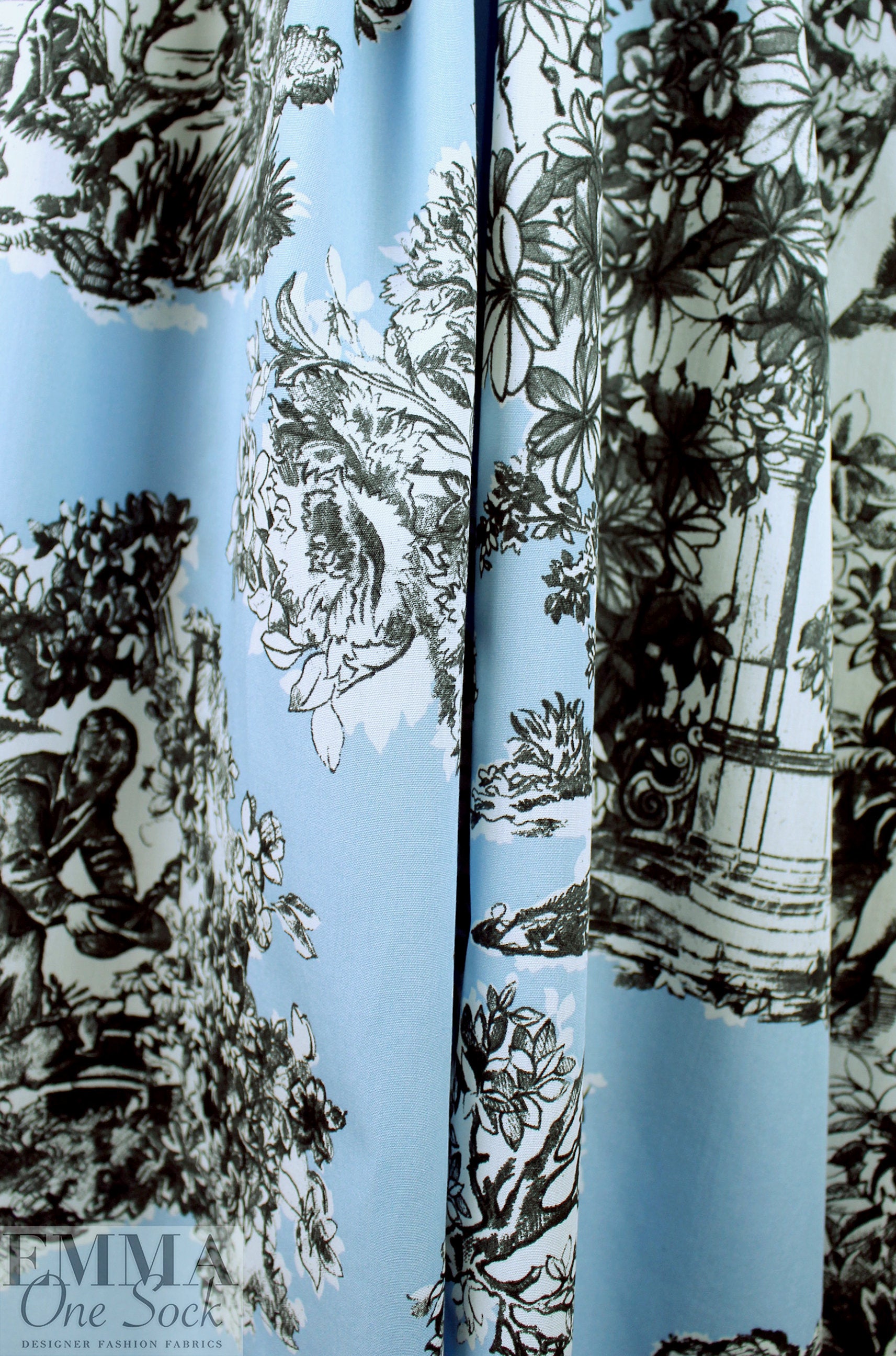 Italian blue toile designer cotton shirting 1.5 yd