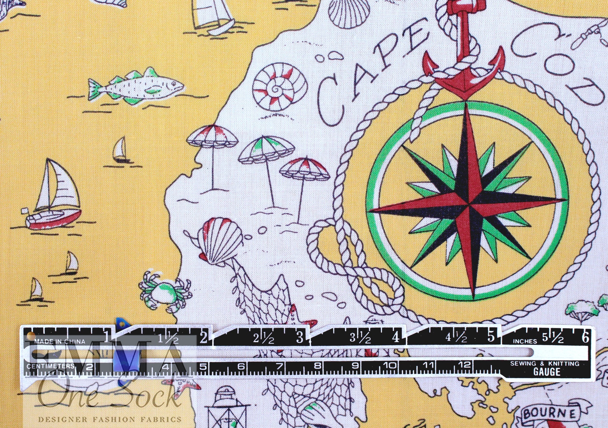 Cana1i Italian 'Cape Cod cartography 2' cotton voile 1.125 yds