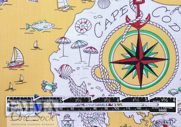 Cana1i Italian 'Cape Cod cartography 2' cotton voile 1.375 yd