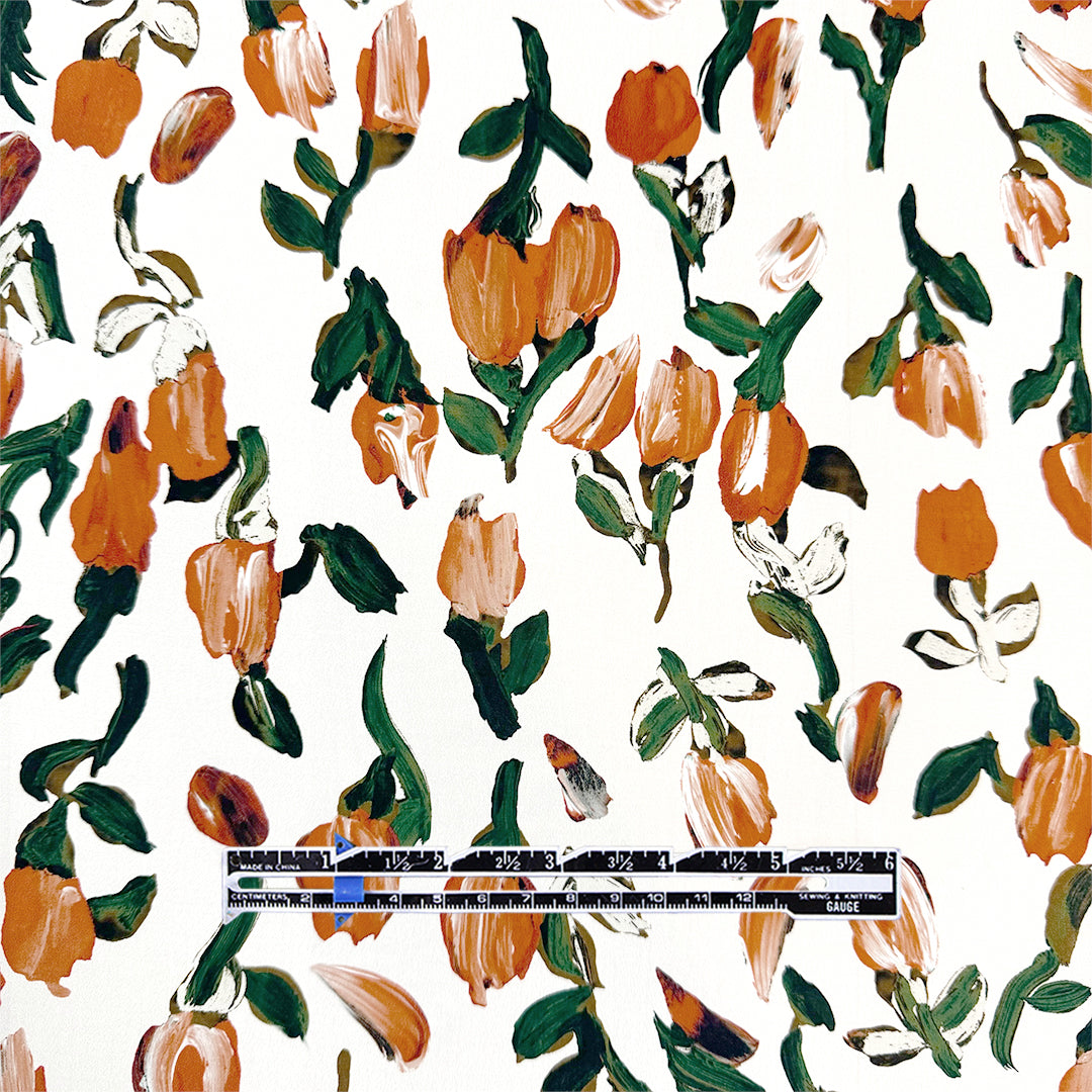 Italian 'painted roses' cotton shirting woven .5 yds