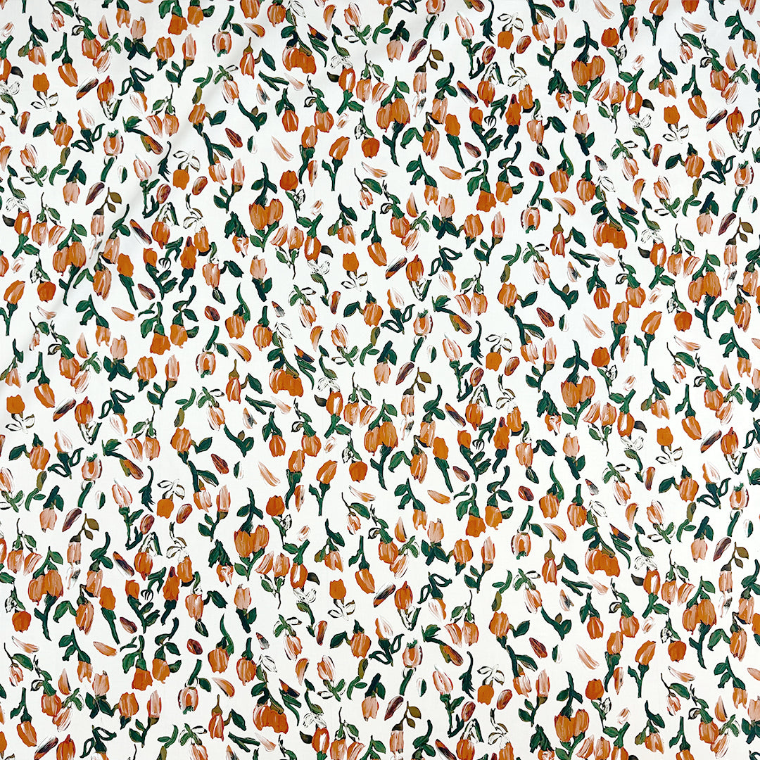 Italian 'painted roses' cotton shirting woven .5 yds
