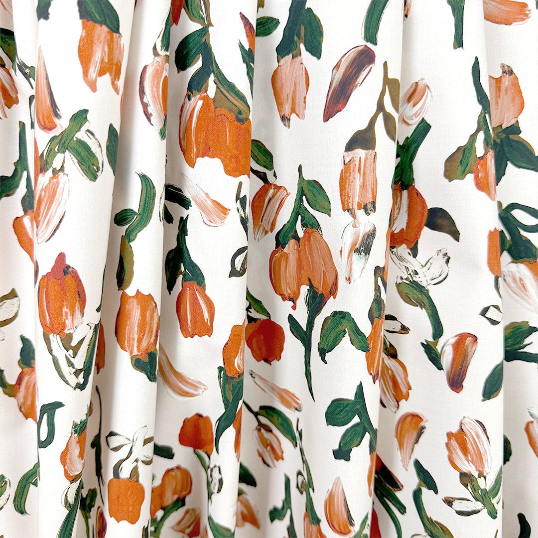 Italian 'painted roses' cotton shirting woven .5 yds