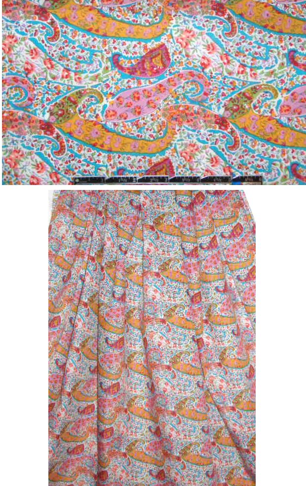 pink/pumpkin/sky paisley cotton lawn woven 1 yard