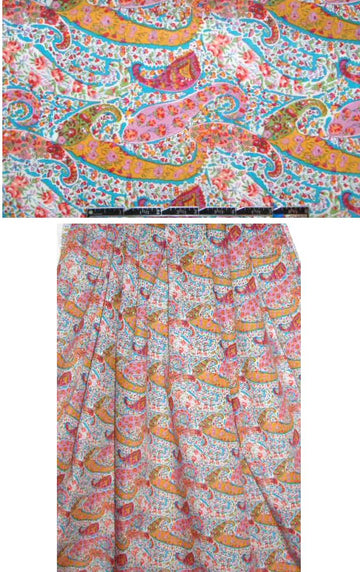 pink/pumpkin/sky paisley cotton lawn woven 1.4 yd