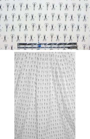 'making the cut' cotton/lycra shirting - black on white 1.625 yd