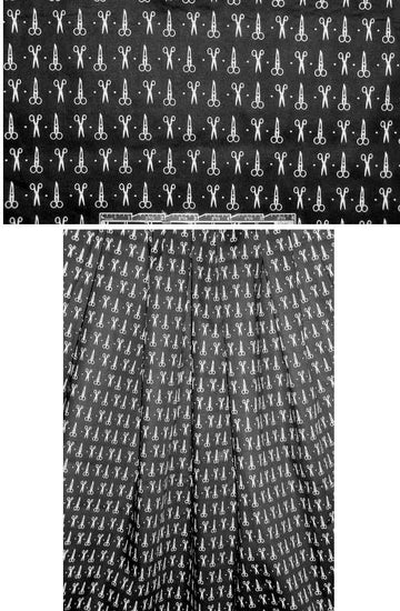 'making the cut' cotton/lycra shirting - white on black