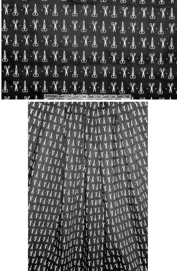 'making the cut' cotton/lycra shirting - white on black 1.75 yd