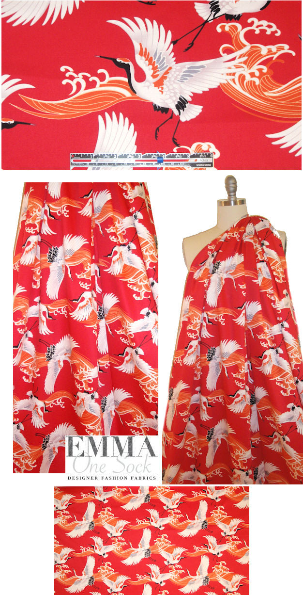 'kimono aviary' cotton/spandex sateen