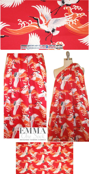 'kimono aviary' cotton/spandex sateen