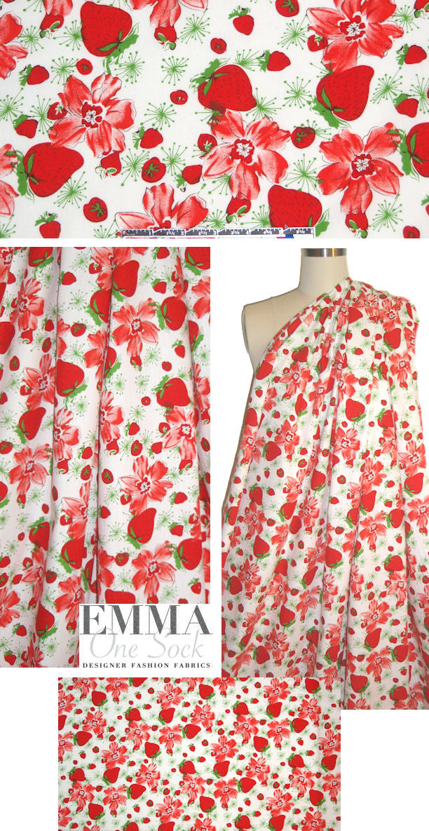 'strawberry fields' cotton poplin woven