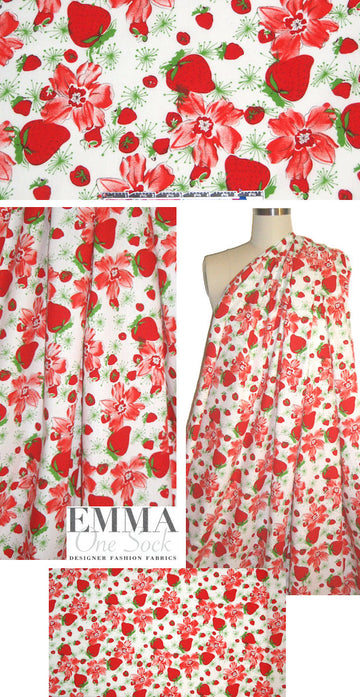 'strawberry fields' cotton poplin woven