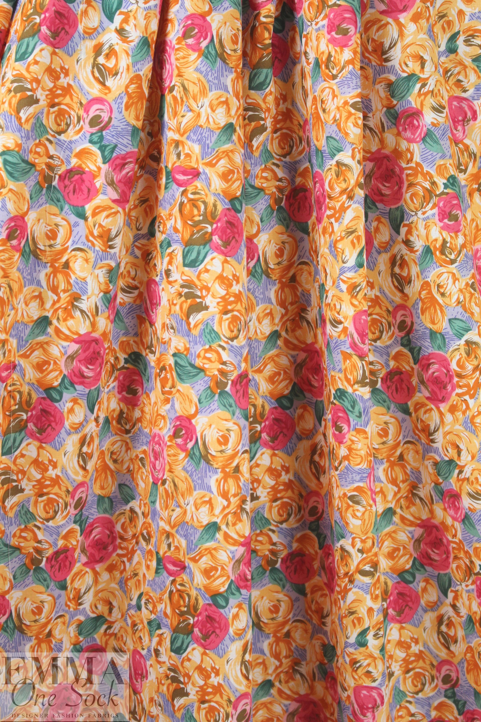 Liberty-esque cotton lawn - spice/pink/mint flowers 1.375 yd