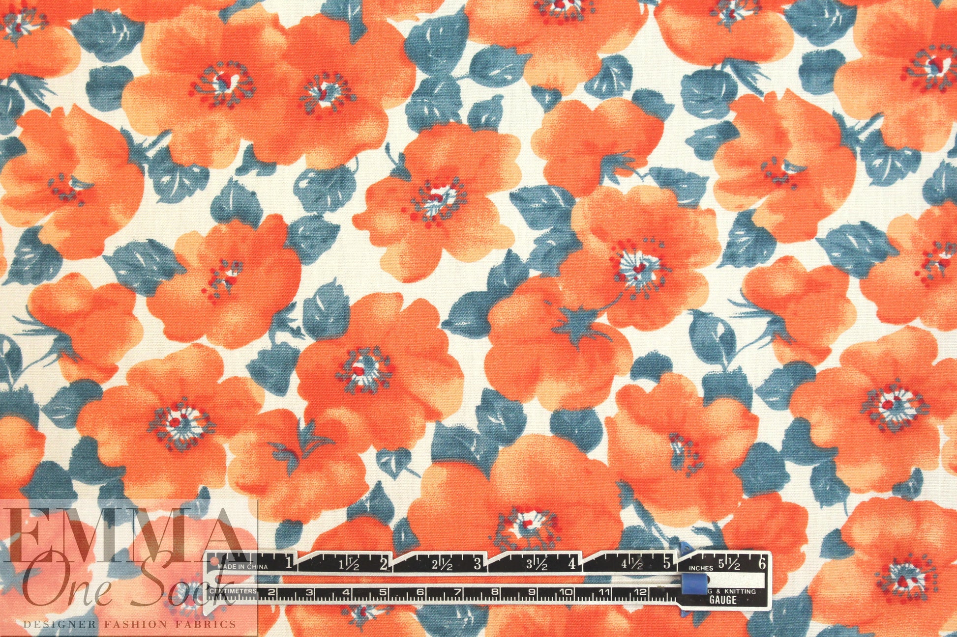 lightweight cotton poplin woven - coral blossoms 1 yard