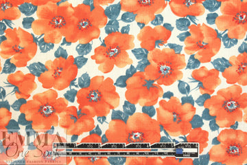 lightweight cotton poplin woven - coral blossoms 1 yard