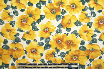 lightweight cotton poplin woven - yellow blossoms 1.875 yd
