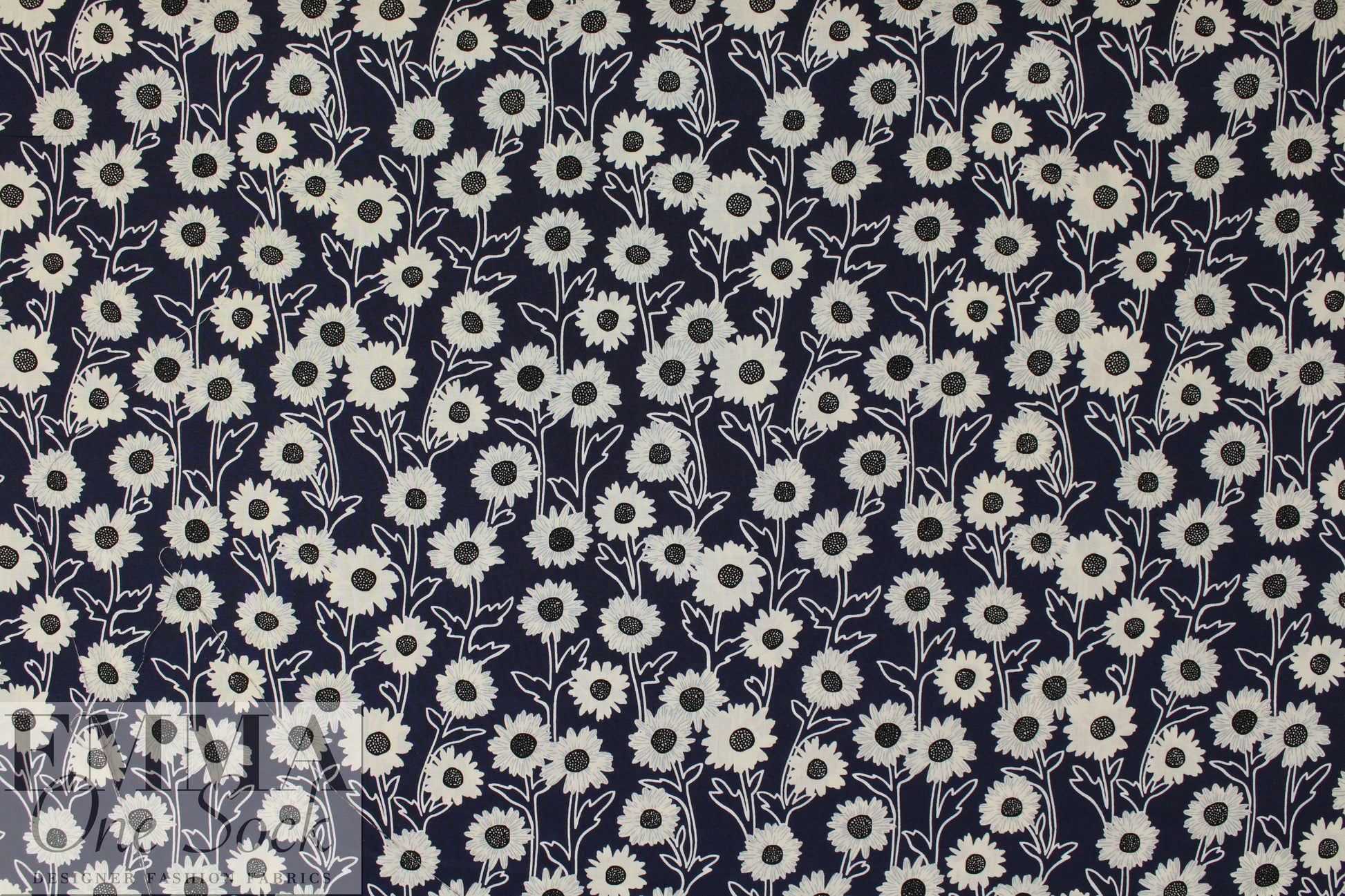 'field of flowers' cotton poplin - midnight .75 yds