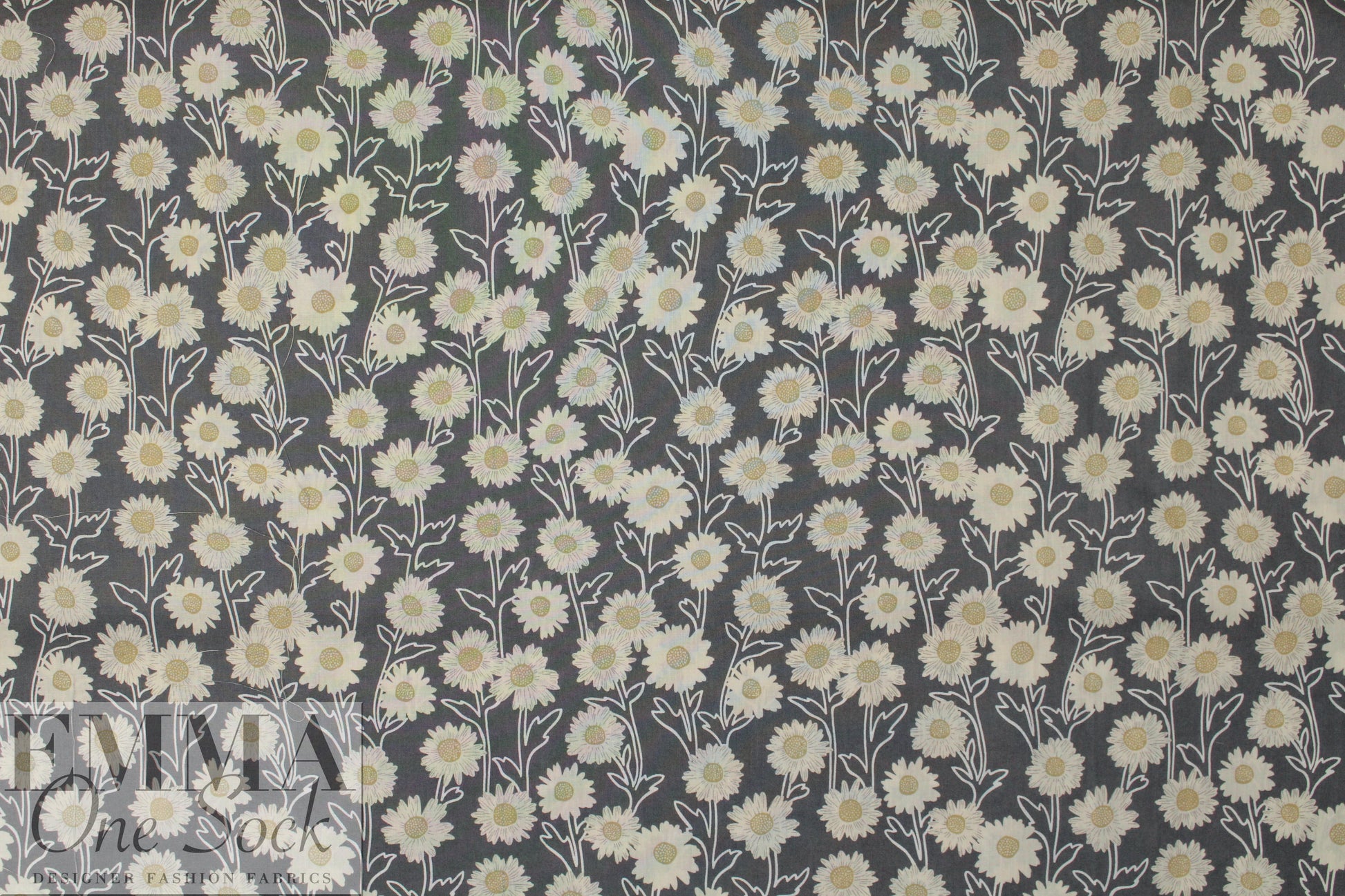 'field of flowers' cotton poplin - cool gray 1.25 yds