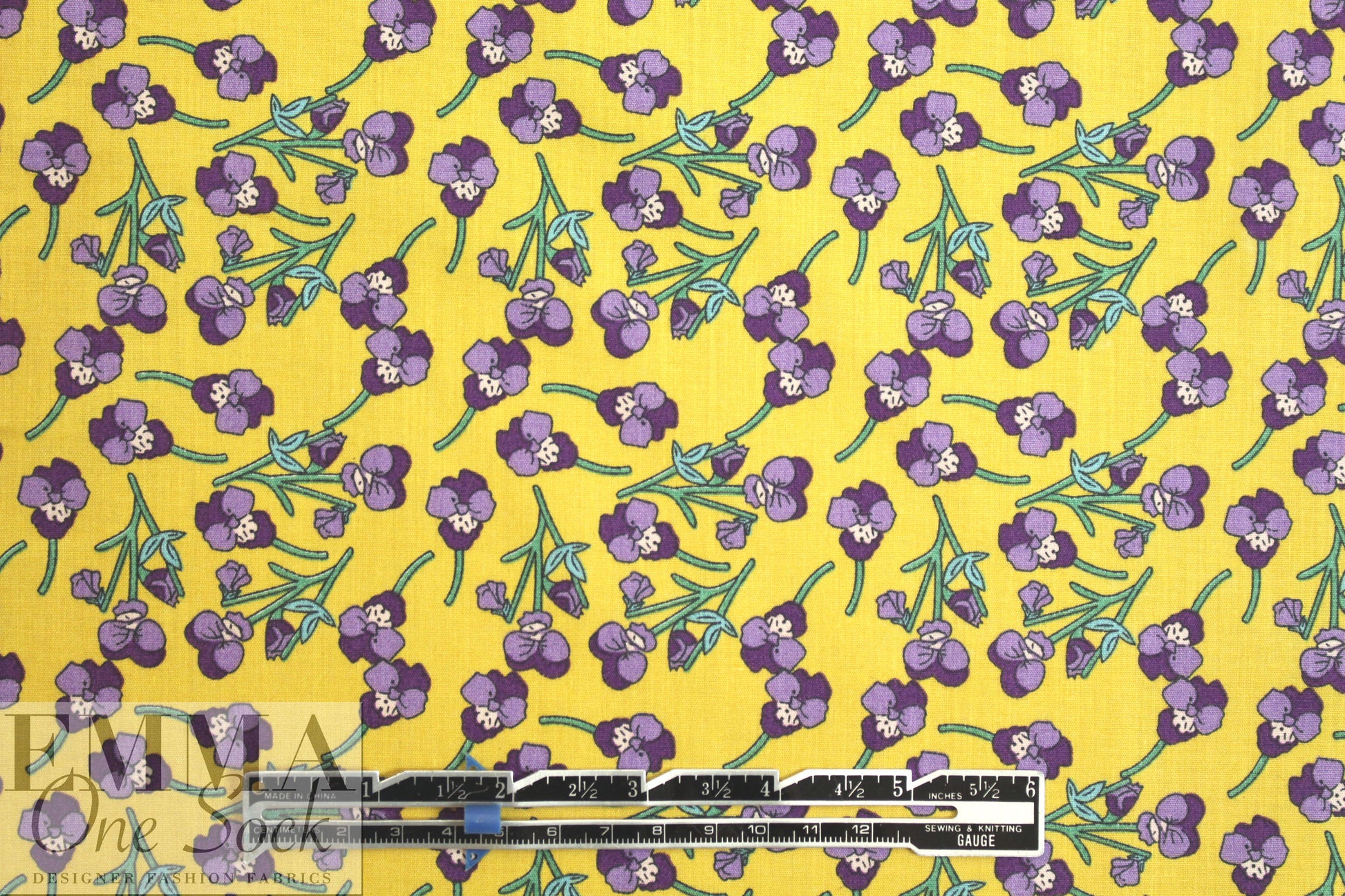 Liberty-esque cotton poplin - purple pansies 1 yard