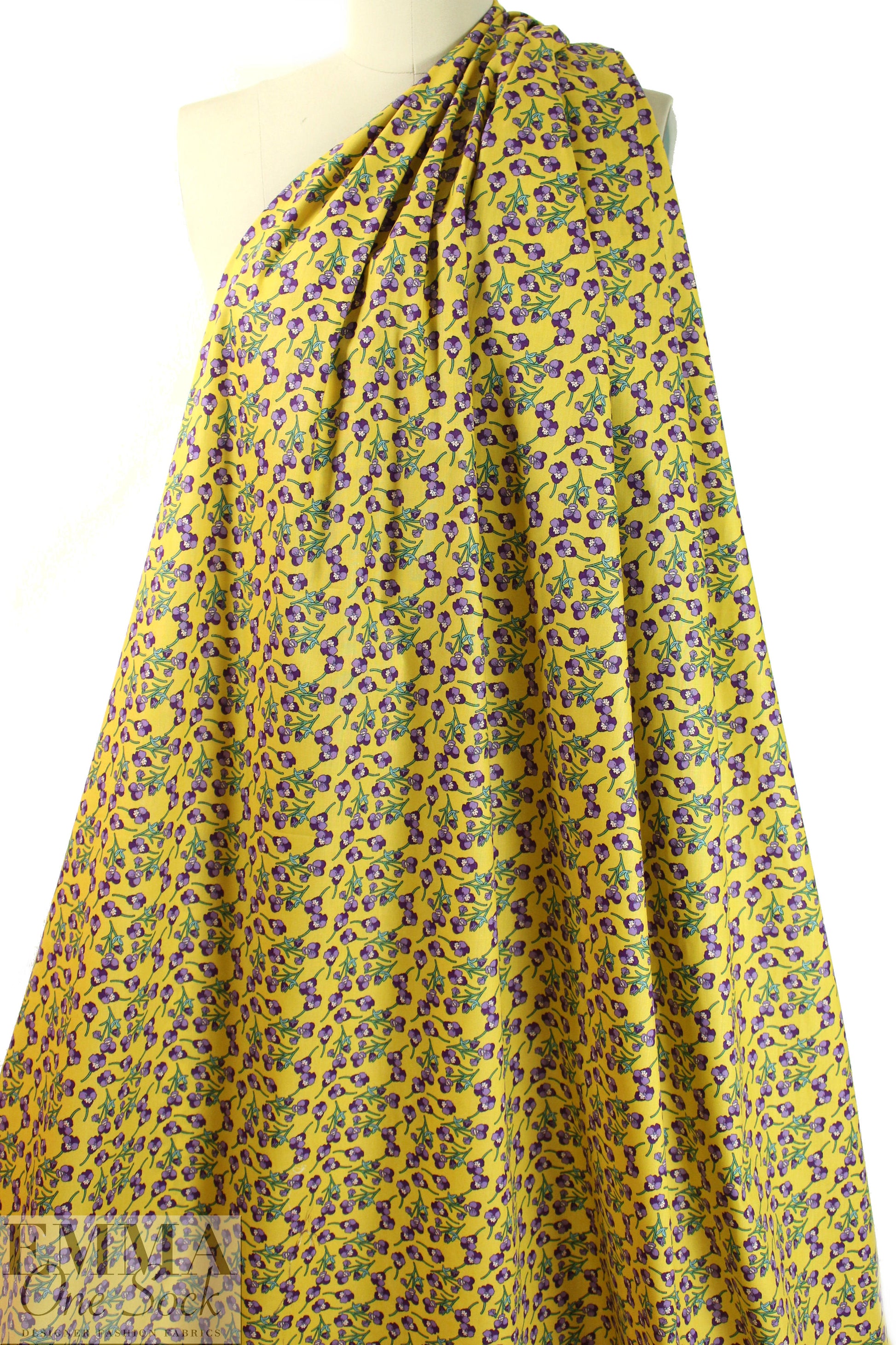 Liberty-esque cotton poplin - purple pansies