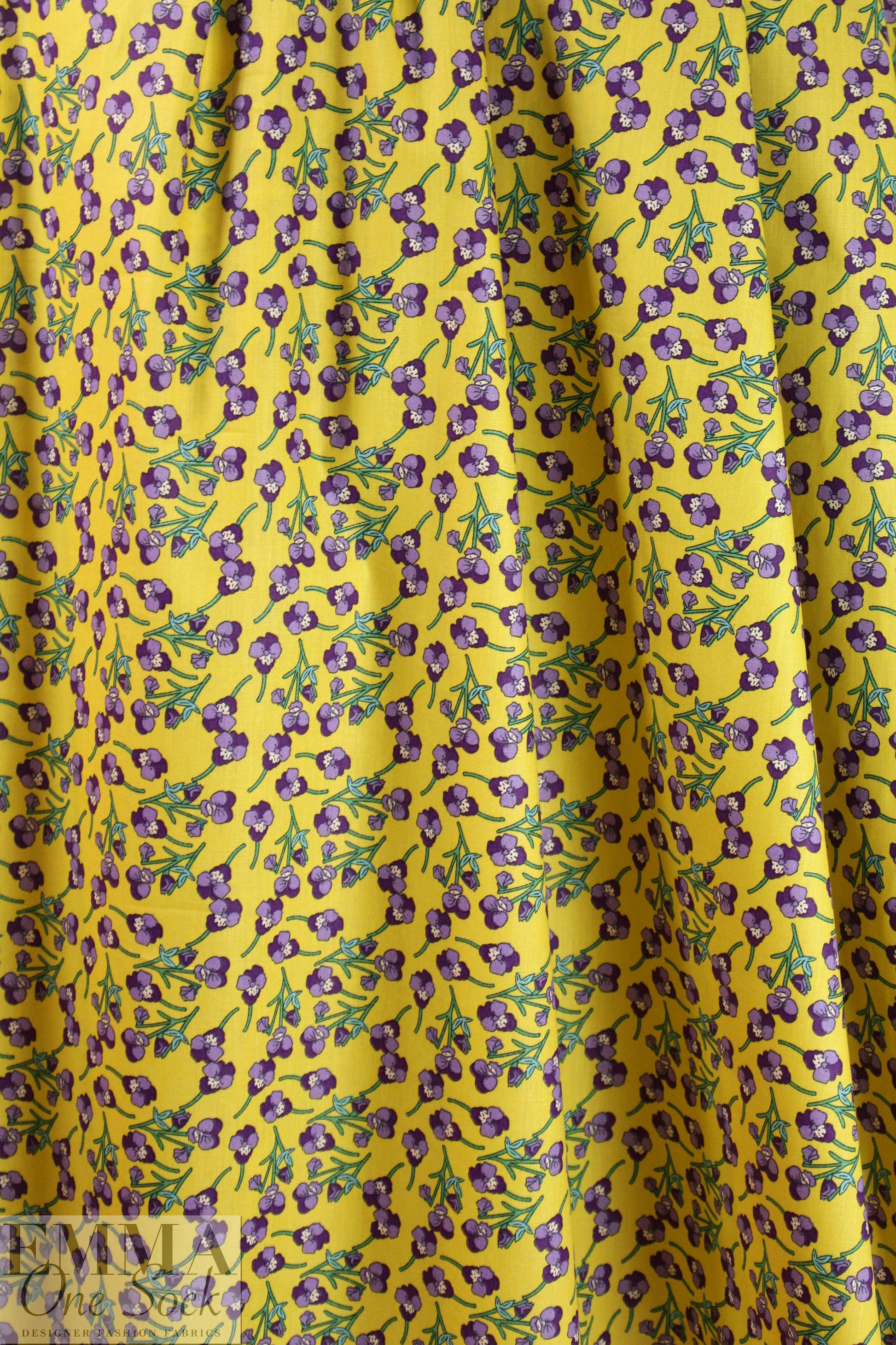 Liberty-esque cotton poplin - purple pansies
