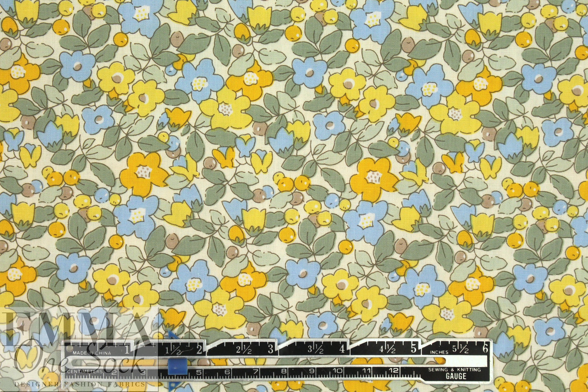 lightweight cotton poplin woven - little yellow/blue