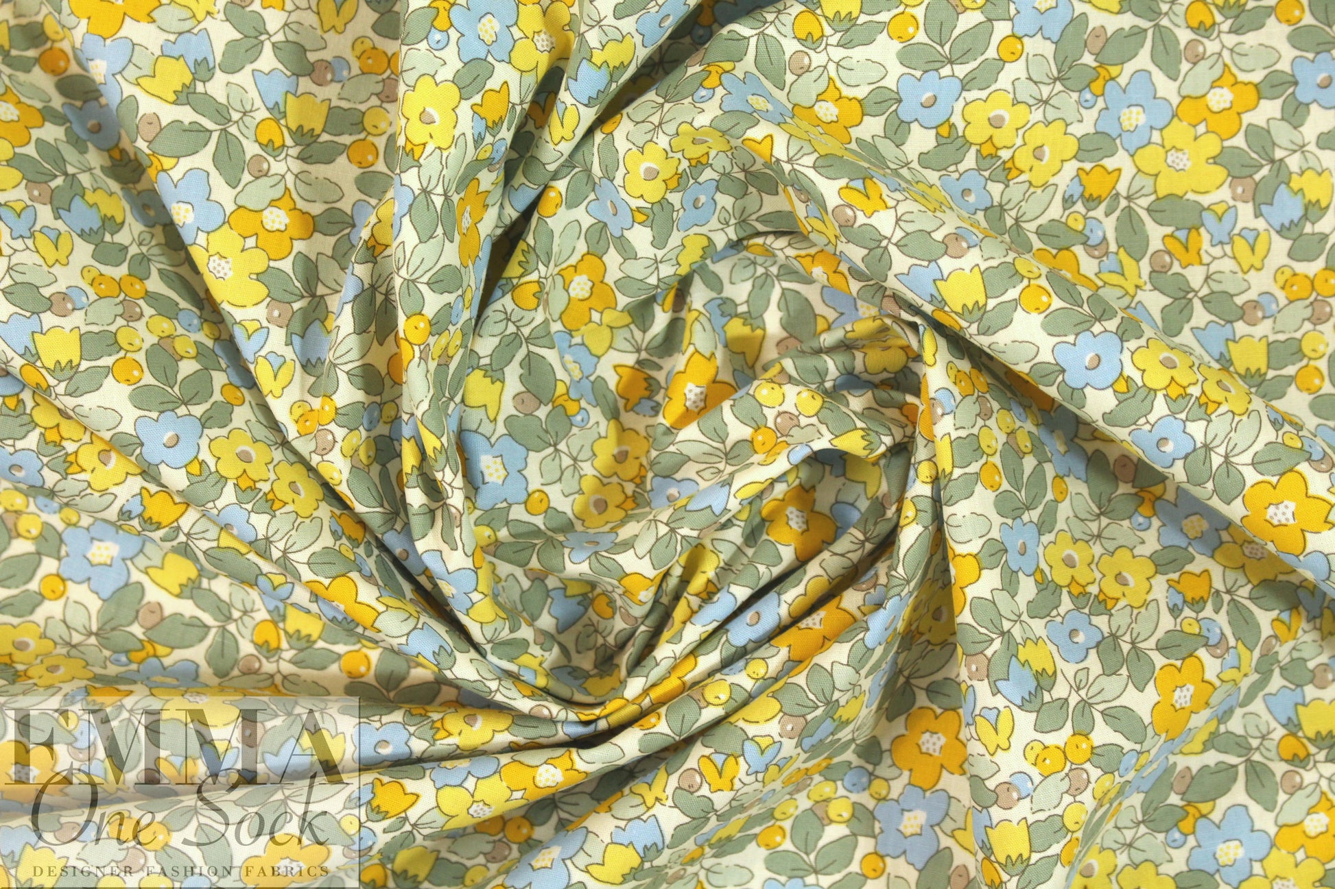 lightweight cotton poplin woven - little yellow/blue