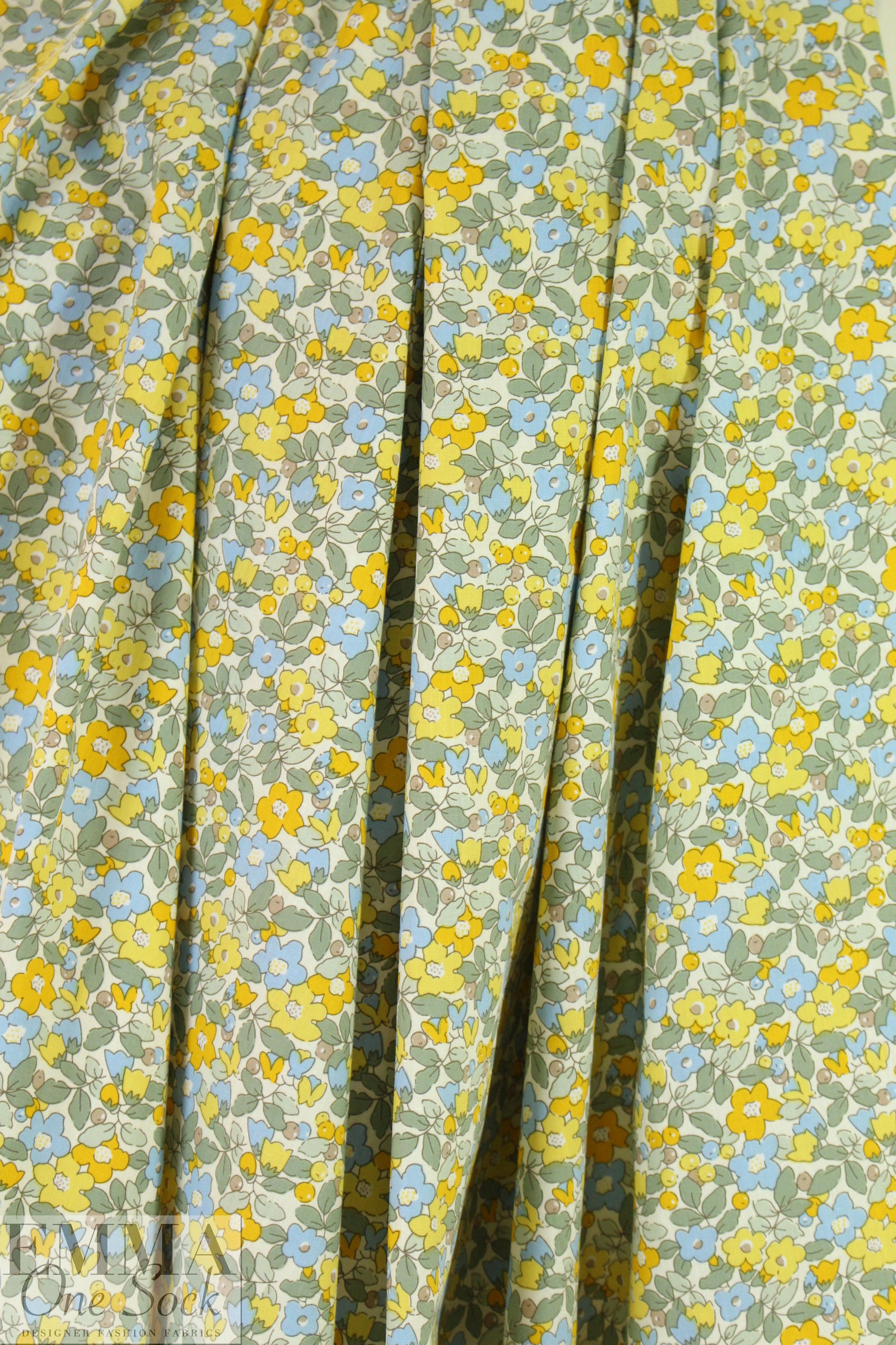 lightweight cotton poplin woven - little yellow/blue
