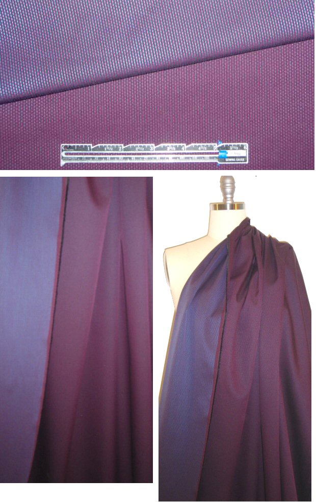 Saville Row 'pinstitch' cotton shirting - plum/turq
