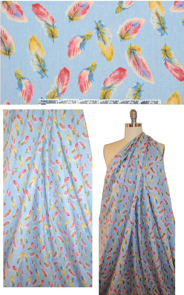 printed cotton dressweight woven - feathery denim 1.5 yd