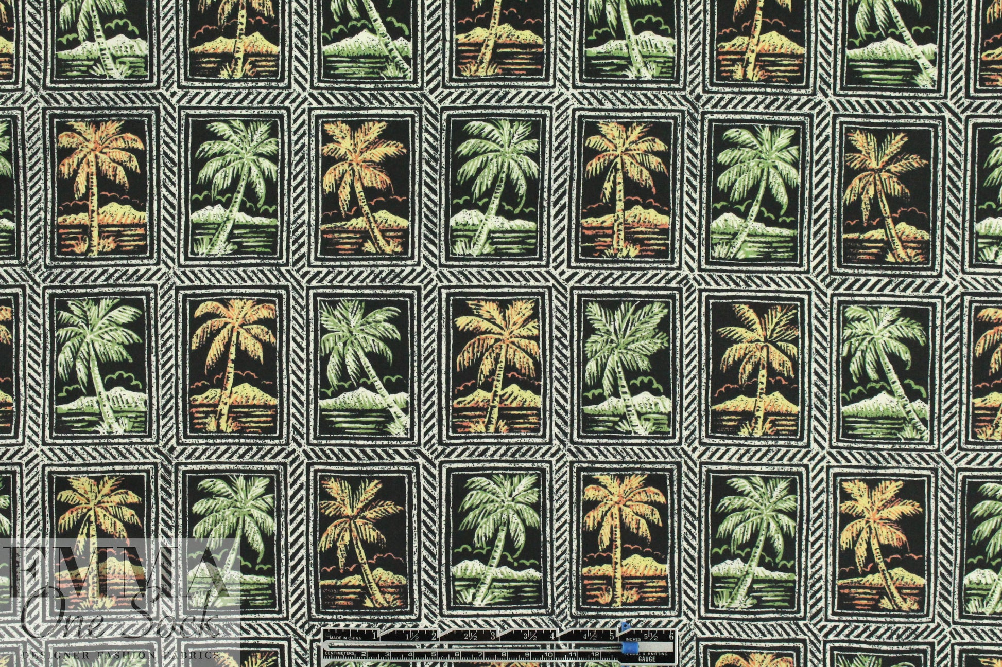 T0ri Richard breezy palms screen printed cotton lawn .875 yds