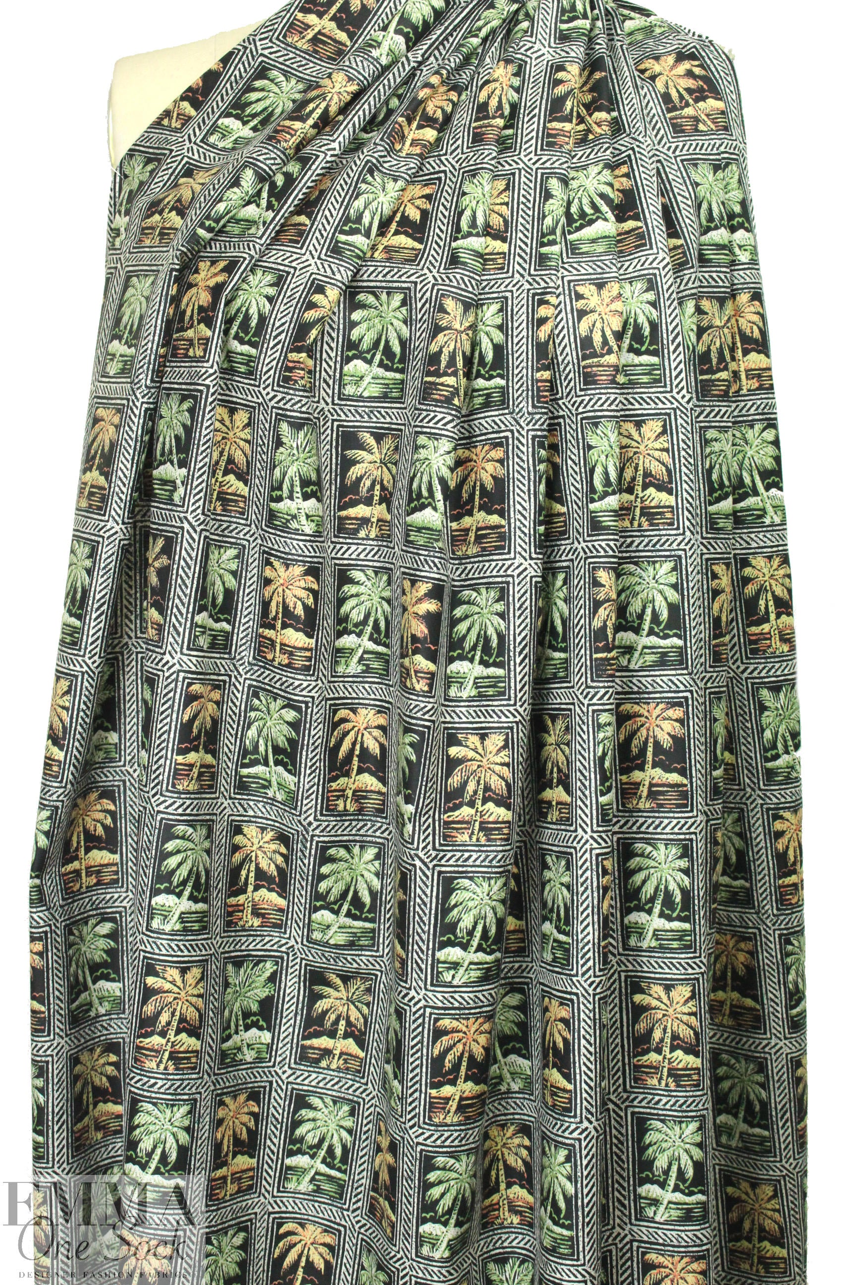 T0ri Richard breezy palms screen printed cotton lawn .875 yds