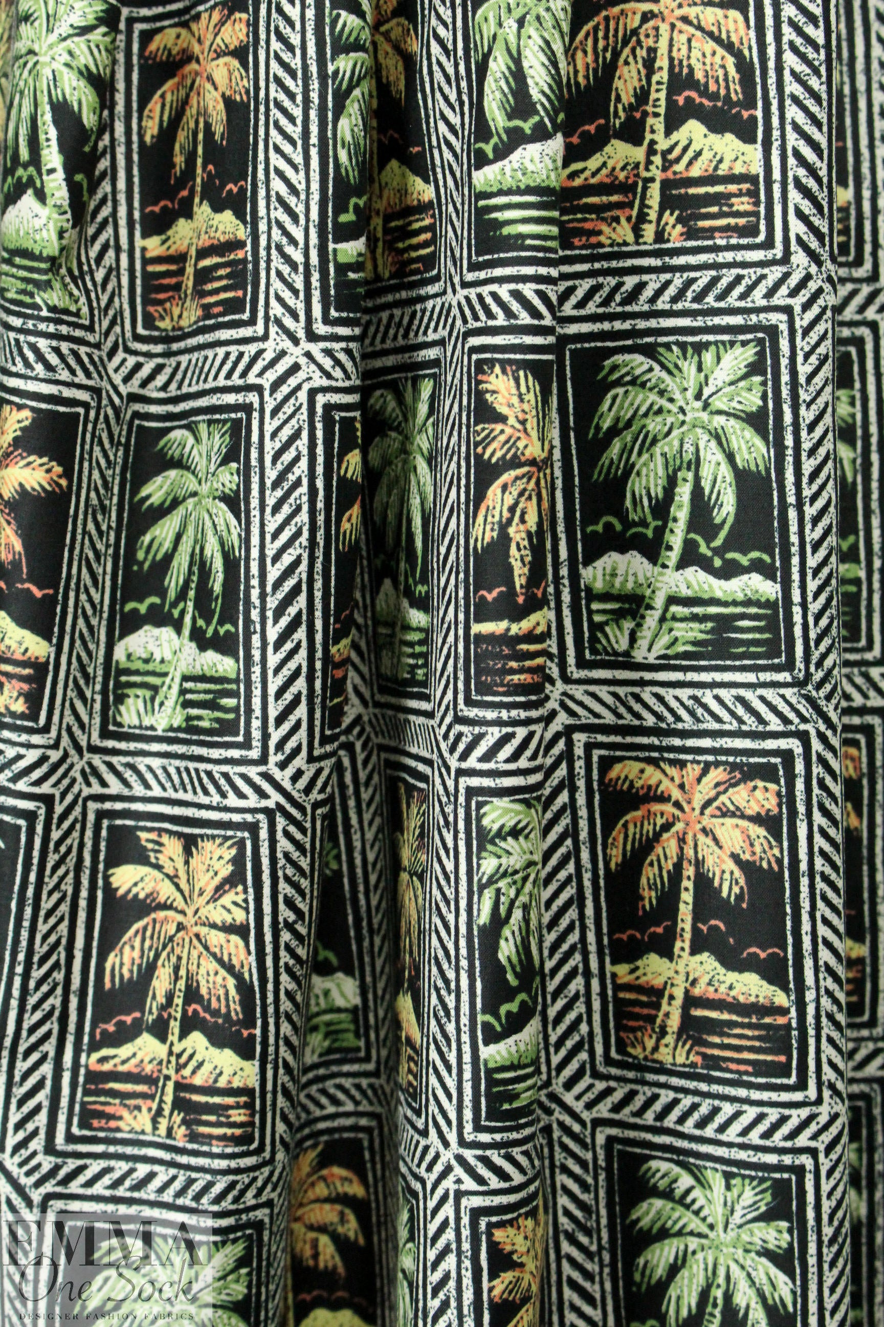 T0ri Richard breezy palms screen printed cotton lawn .875 yds