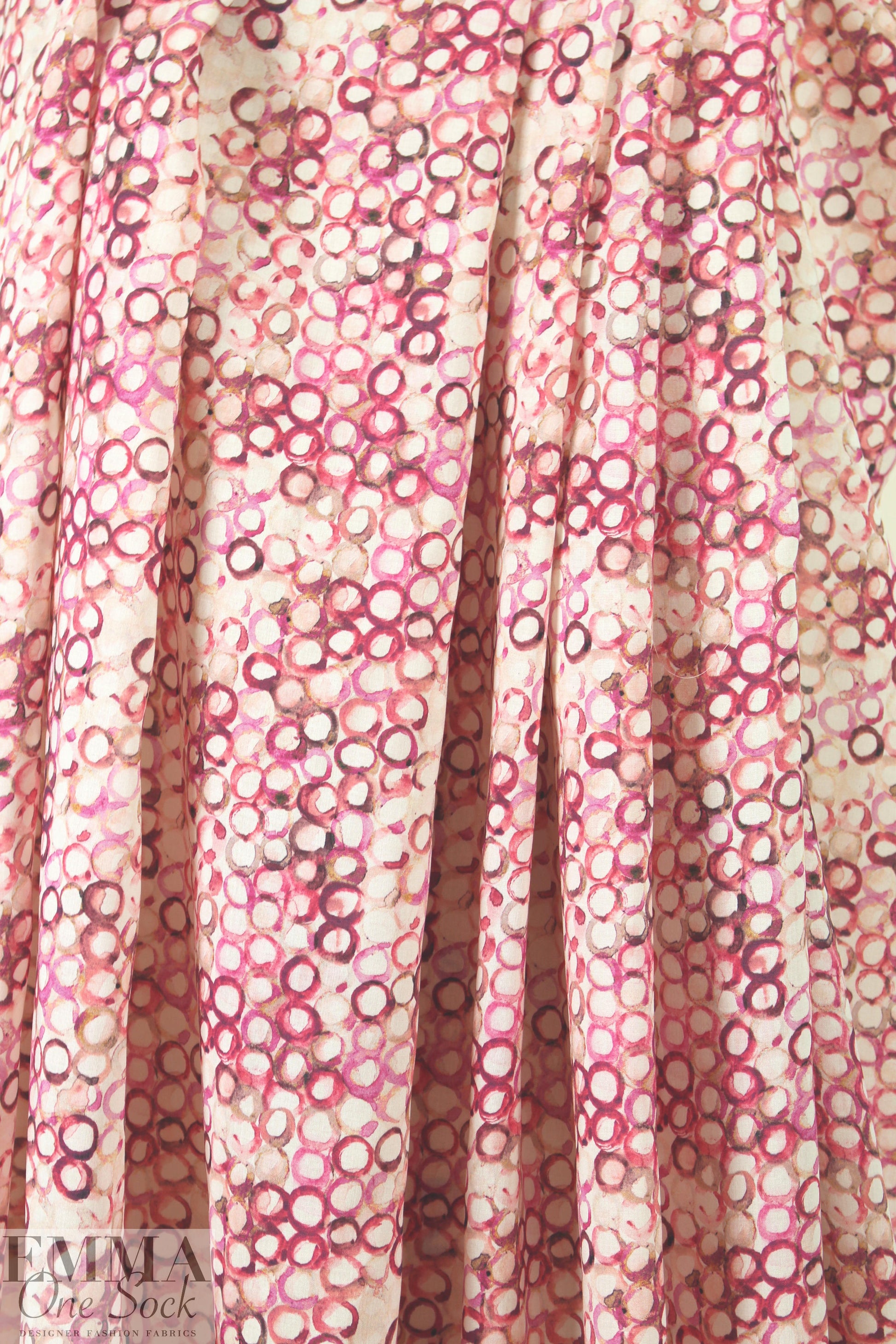 Italian watercolor circles lightweight cotton voile