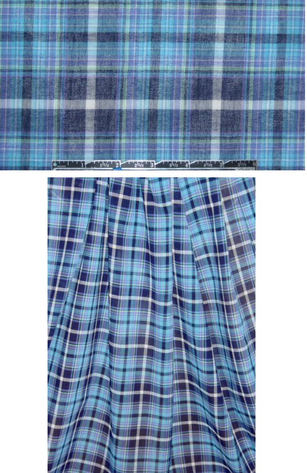 Italian yarn dyed plaid cotton gauze - blues